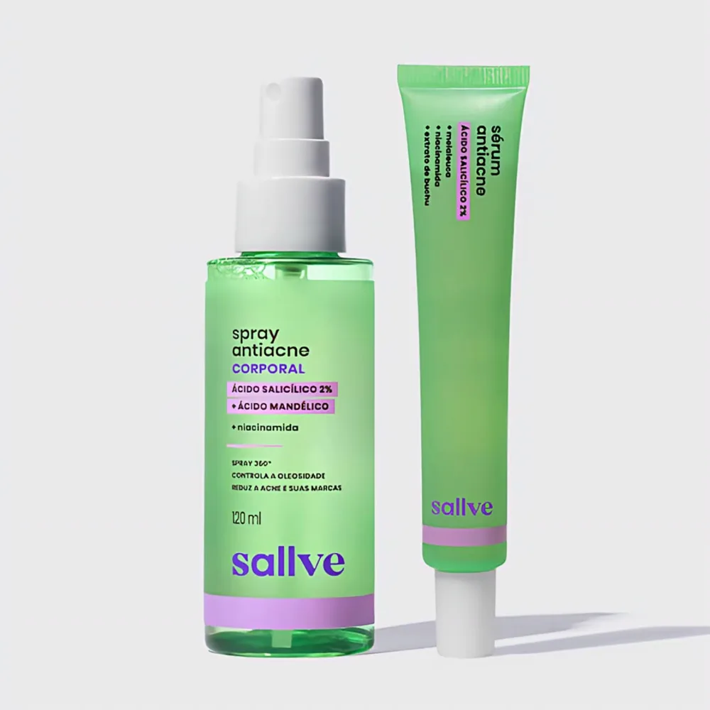 Spray Antiacne Corporal 120ml e Sérum Antiacne 35g da sallve