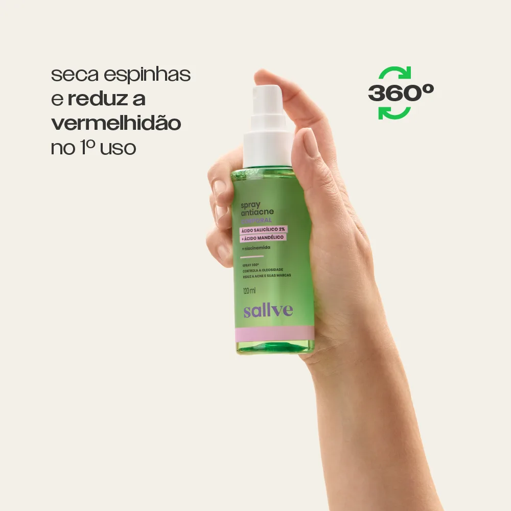Spray Antiacne Corporal com válvula 360 graus, seca espinhas no primeiro uso